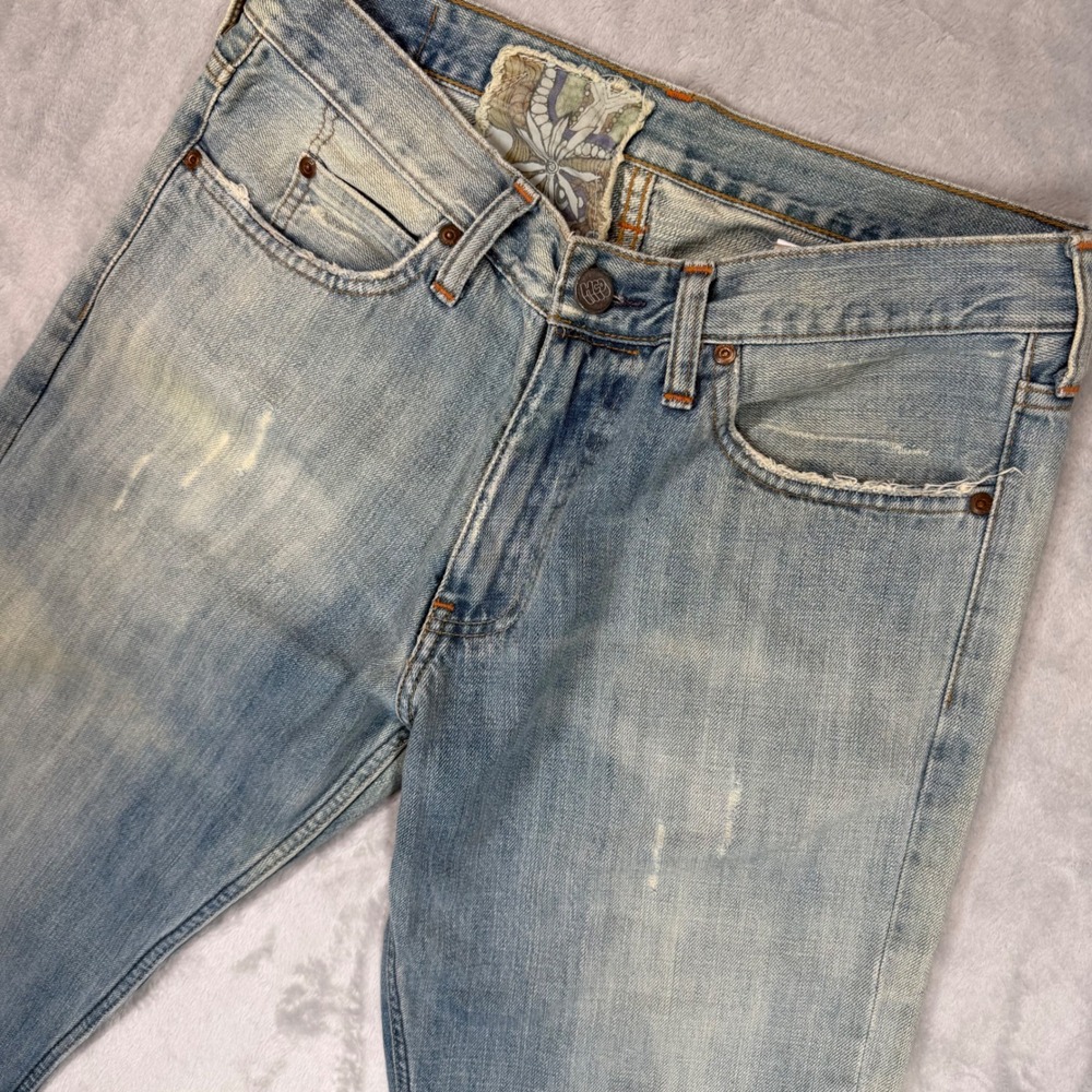 Y2K Hollister Mens Bootcut Jeans Light Wash Distressed 100% Cotton W30 L32